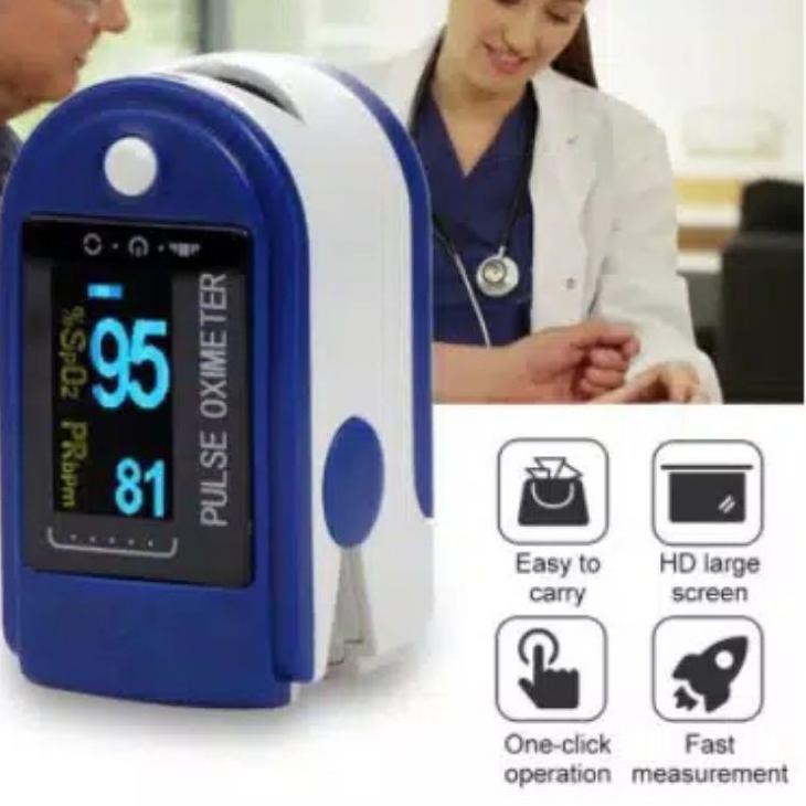 Alat ukur kadar Oksigen O2 darah dalam tubuh melalui jari alat medis kesehatan Pulse Oximet