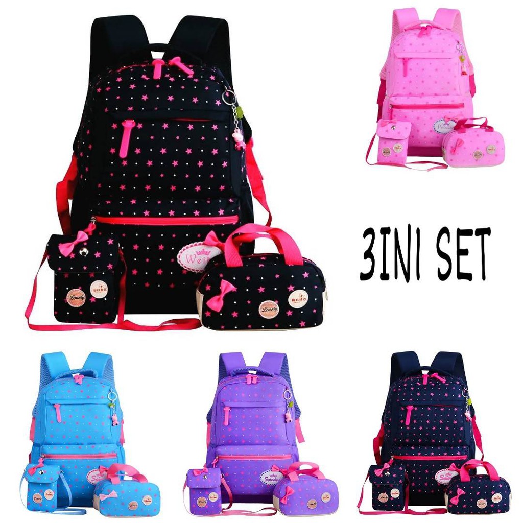 Tas Anak Kecil Ransel Anak TK SD PAUD Karakter Bag Backpack Motif Bintang Cute Import