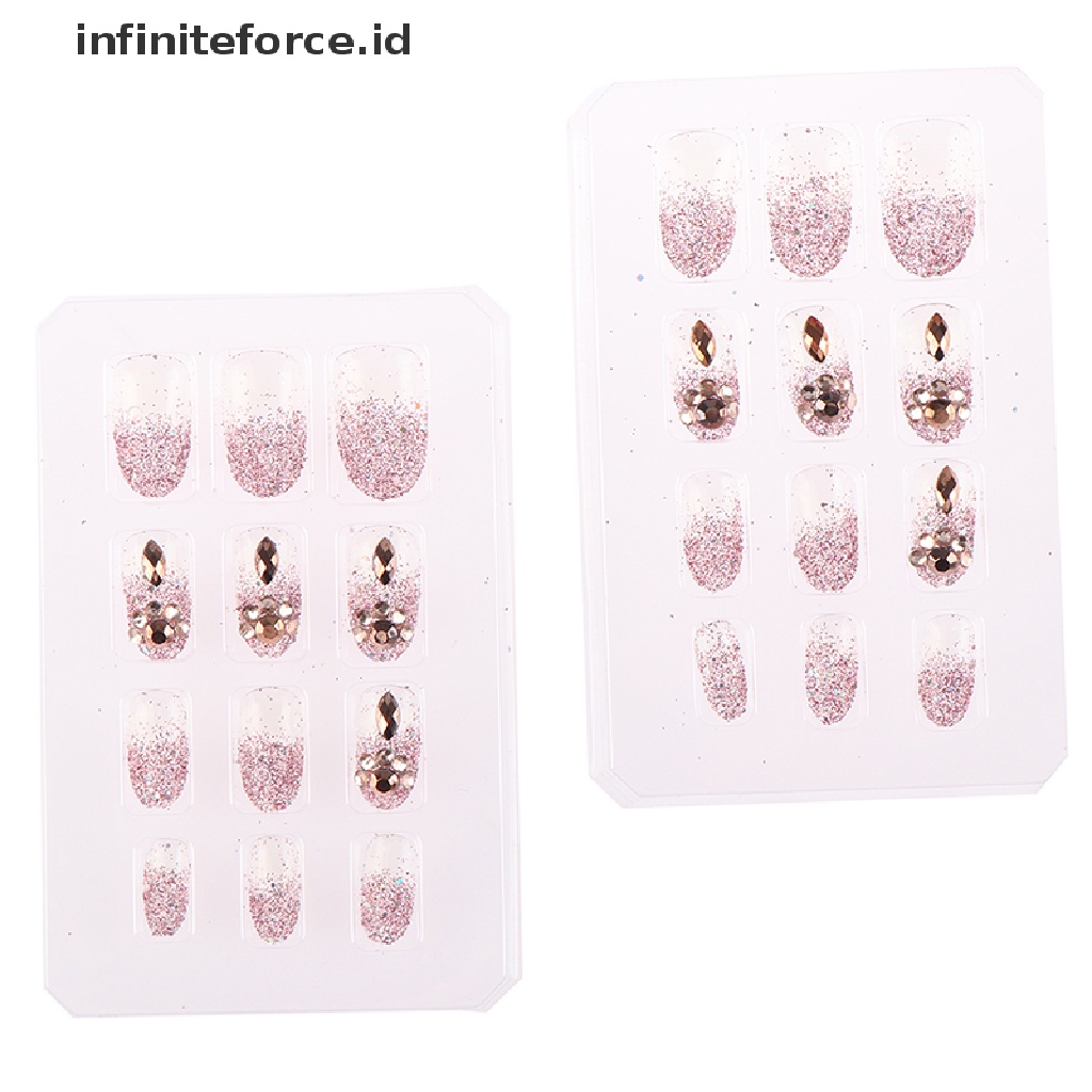 Infiniteforce.id 24Pcs / Set Kuku Palsu Akrilik UV gel Untuk Nail art Diy