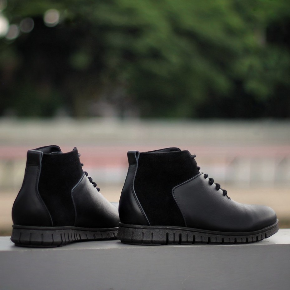 ZEALAND BLACK |FORIND x Kenzio| Sepatu Kulit Boot Vintage Klasik Pria Cowok Original Lokal Footwear