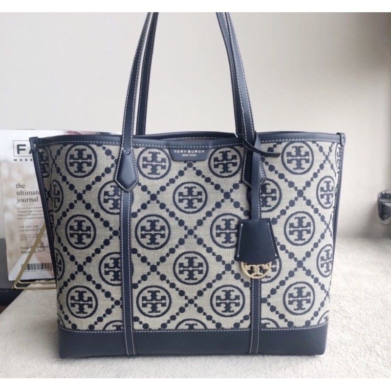 Tory Burch Perry T Monogram Triple Compartment Tote