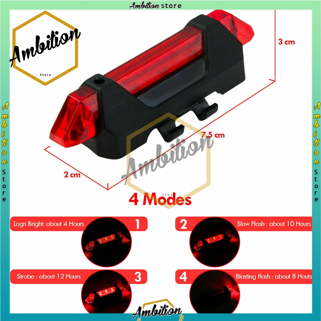 Lampu sepeda usb charger sepeda gunung mtb cycling belakang depan [Bisa Bayar Ditempat]