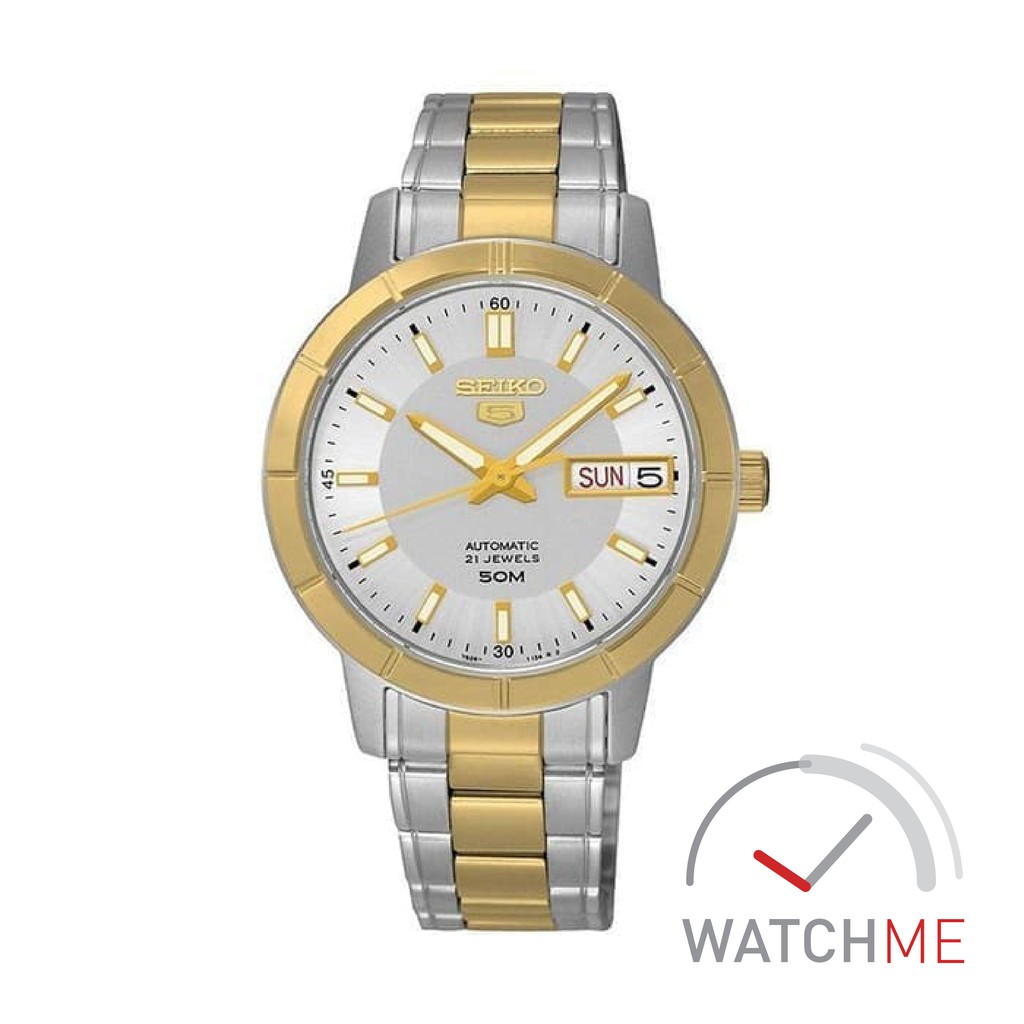Jam Tangan Seiko 5 SNK892K1 Automatic Silver Dial Gold 50m Two Tone Stainless Steel Ori Garansi