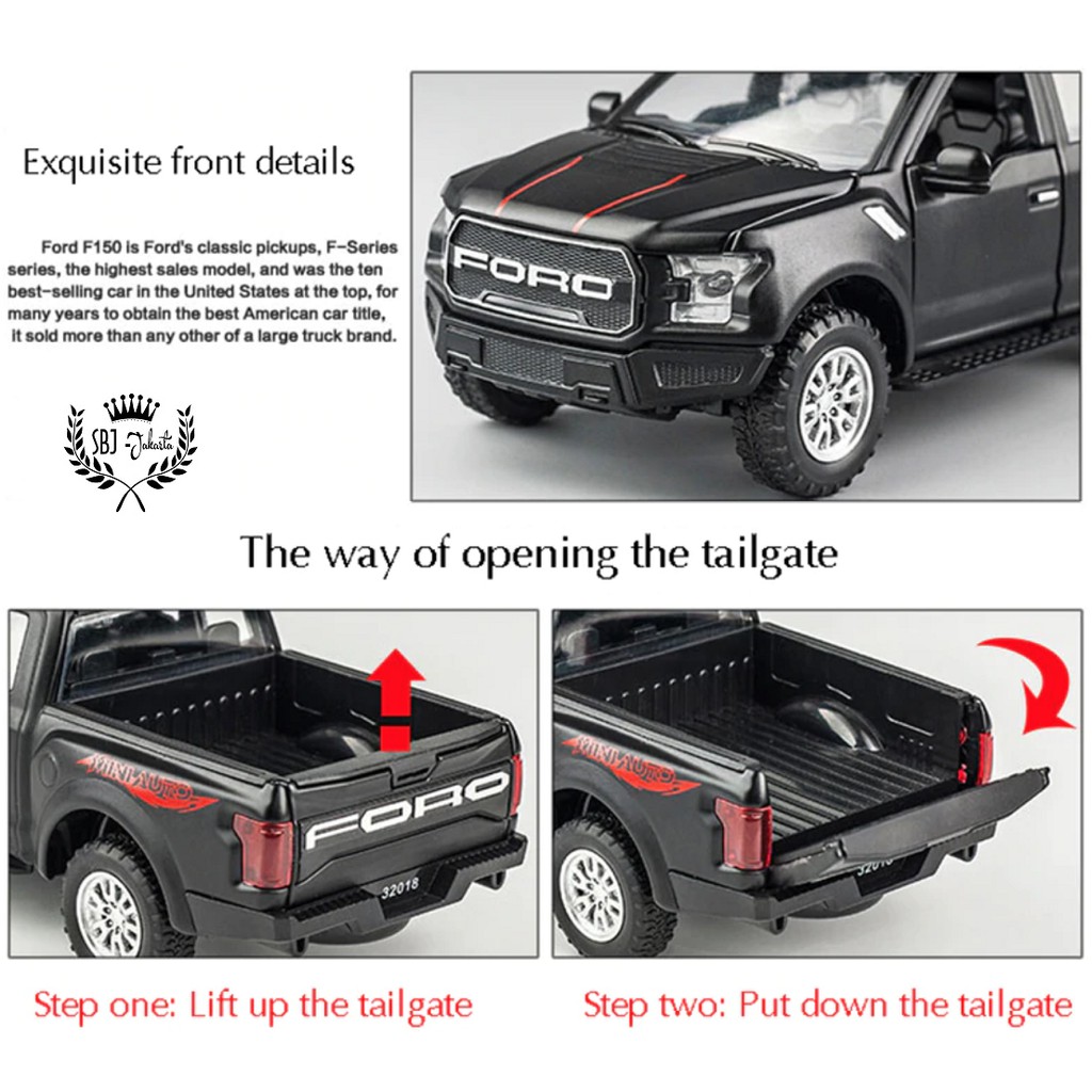 Diecast Miniauto ORIGINAL mobil Ford Raptor F150 Pickup Top Model Metal Collection Skala1:32