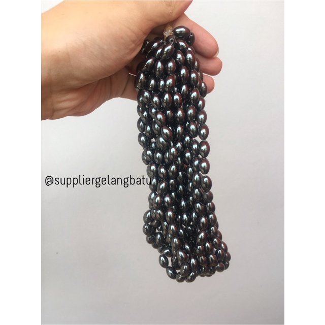 magnetic brustin hematite badar besi 10 x 6mm oval grosiran blustin