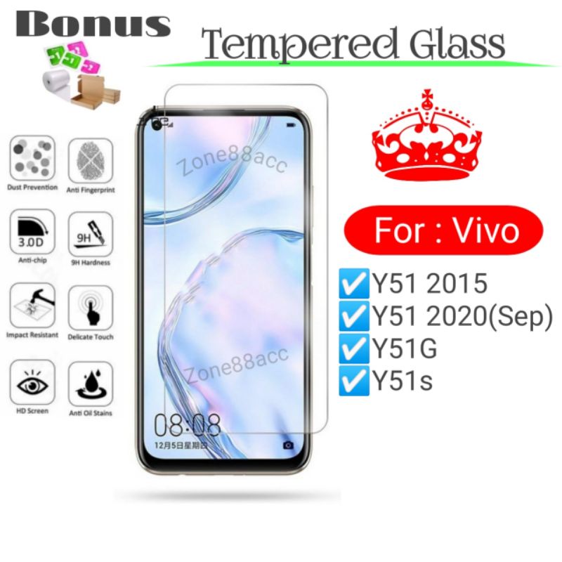 Antigores Tempered Glass Screen Guard protector Vivo Y51 Y51G Y51s 2015 2020 september TG Bening Antiblue Spy Blue light Full Garskin Lensa Lens Pelindung Layar 9D