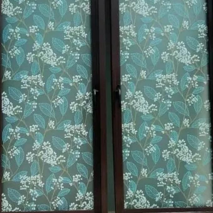 STIKER KACA/SANDBLAST MOTIF DAUN HIJAU BERKUALITAS