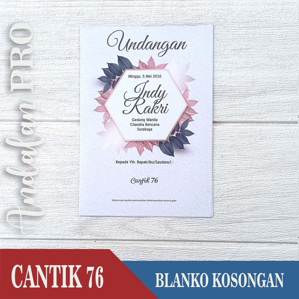 CANTIK 76, Blanko Kosong - Blanko  Undangan Kosongan Harga Distributor