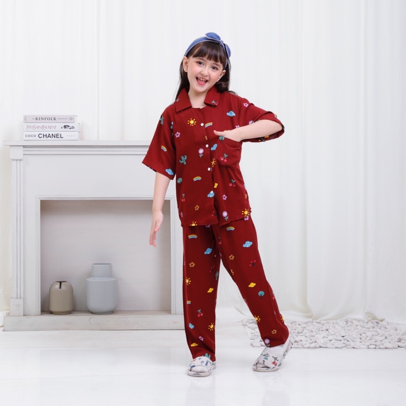 Piyama Anak 8-13th Piyama Anak Baju Tidur Anak Piyama Rayon