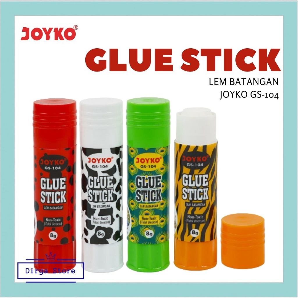 

Lem Batangan Batang Stik Joyko Glue Stick Original Asli GS-104 Non Toxic Perekat Kertas Motif Hewan