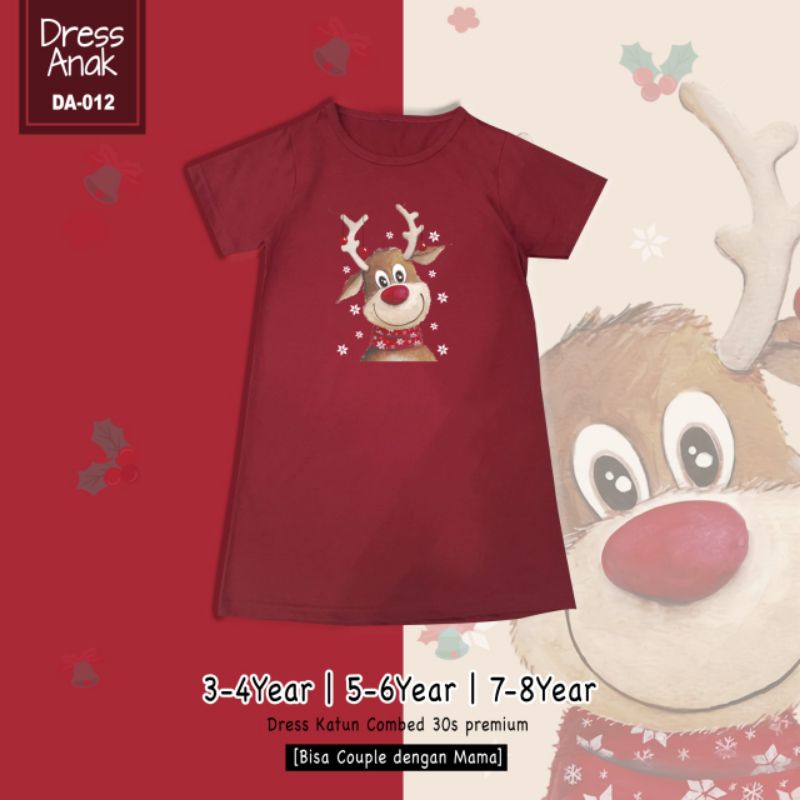 DRESS ANAK EDISI NATAL/DRESS ANAK PEREMPIAN MOTIF NATAL