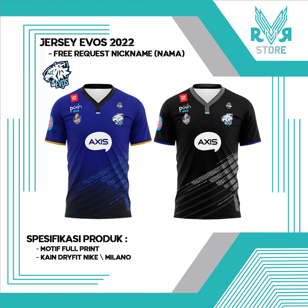 JERSEY BAJU KAOS ANAK DAN DEWASA EVOS 2022 Game Mobile Legends ML Freefire FF PUBG (free request nic