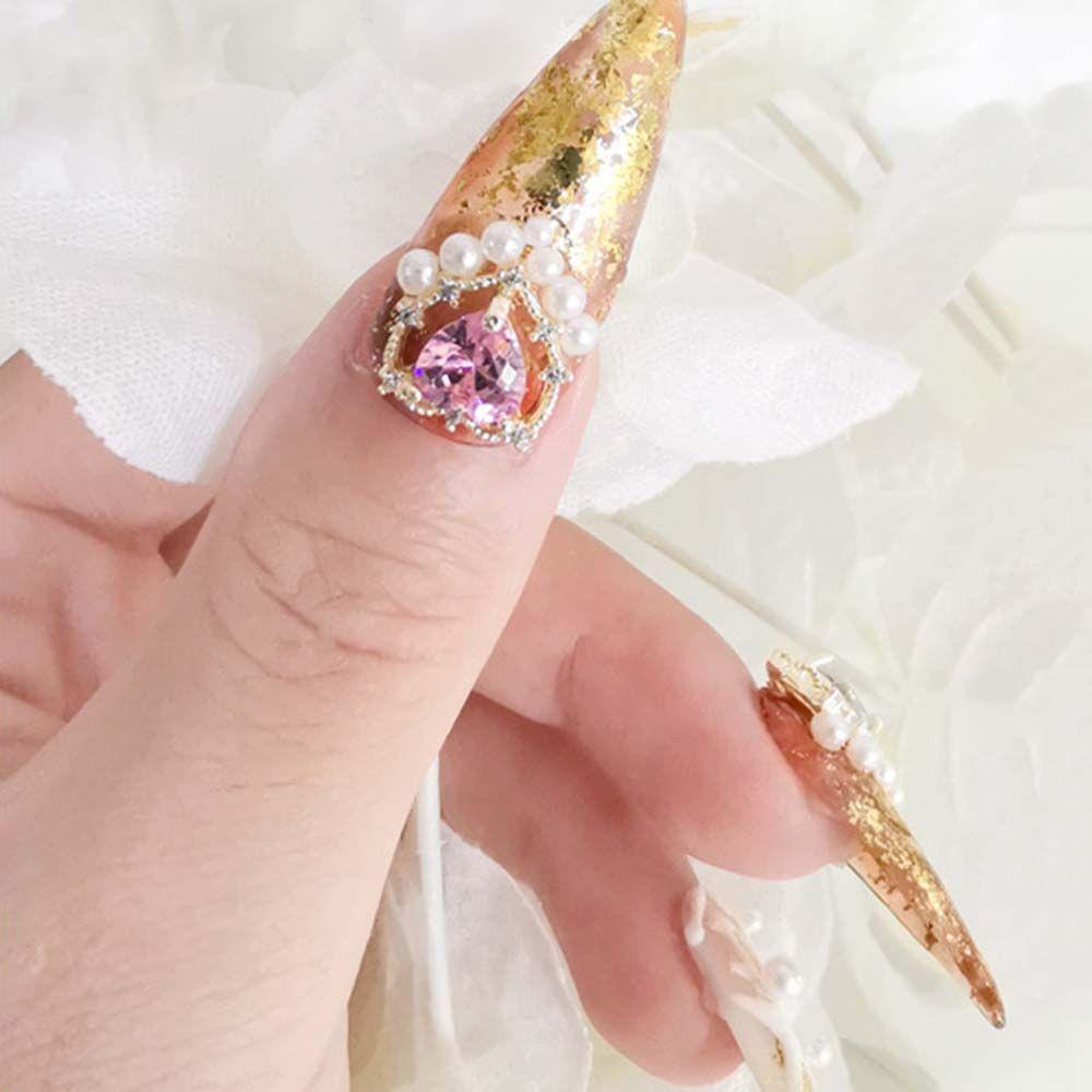 Agustinina Cinta Perhiasan Nail Art Alloy Mewah Berbentuk Hati Shiny DIY Nail Art Dekorasi