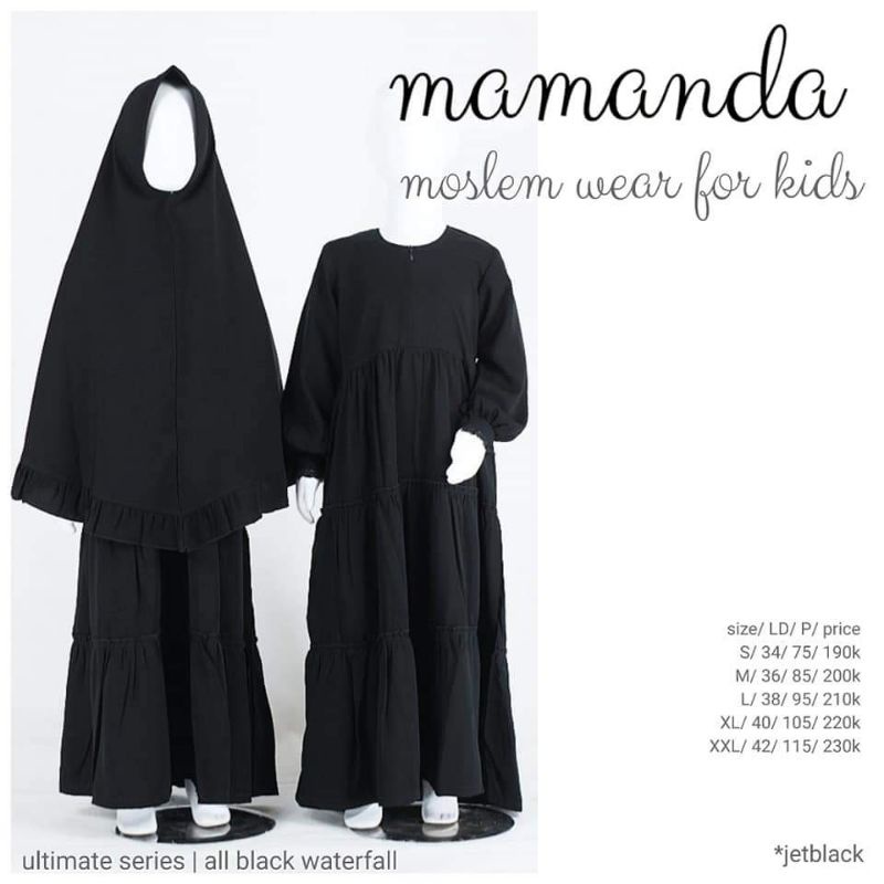 MAMANDA KIDS Ultimate Series || Gamis All Black Waterfall