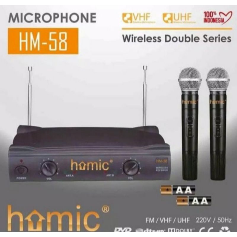 Microphone Homic HM-58 Mic Wireless double series