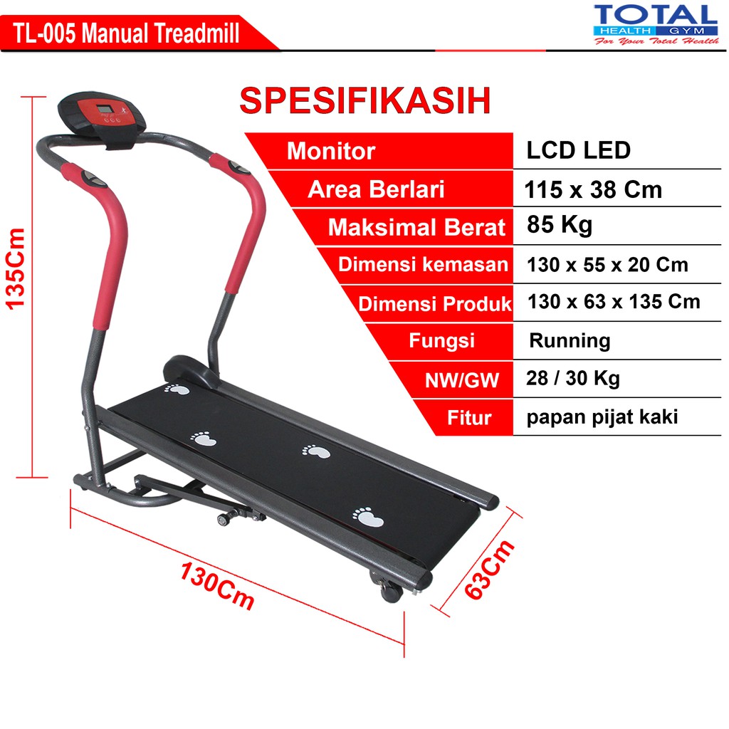 Alat Fitnes Treadmill Manual TL 005 - Treadmill Manual Refleksi