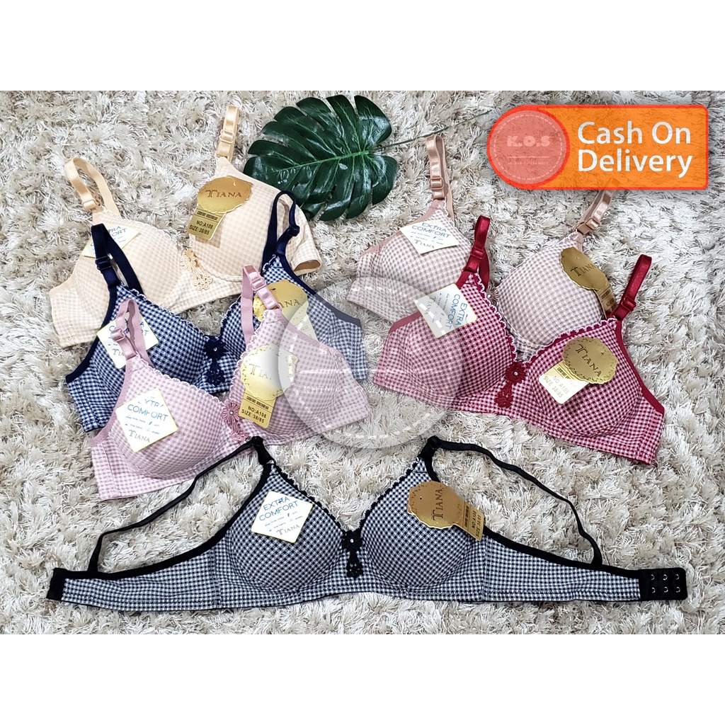 Bra bh cantik motif kotak tanpa kawat size 34-40