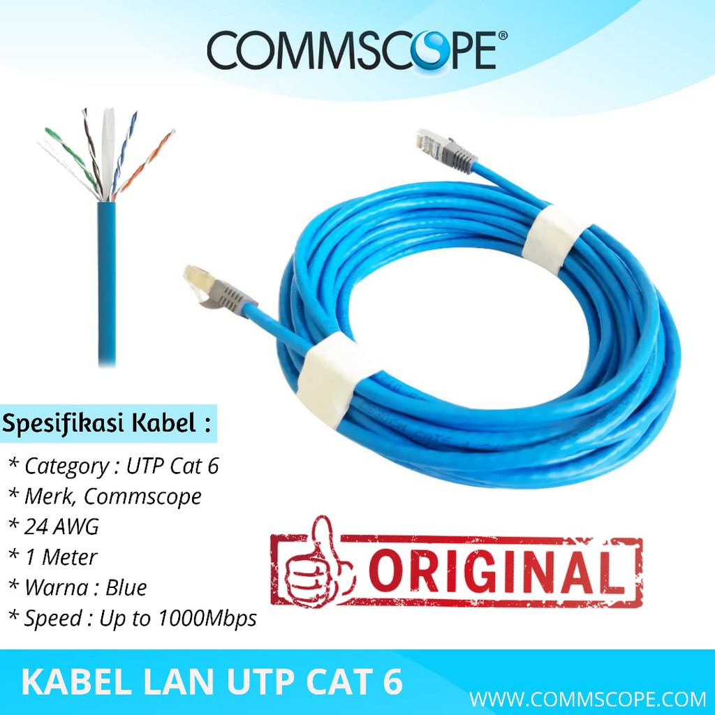 Kabel LAN UTP CAT6 Kabel LAN 1 Meter Kabel LAN 1M FTP STP Amp Commscope UTP CAT6