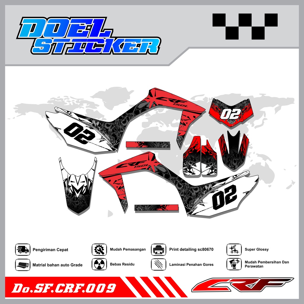Sticker Striping Semifull CRF 150L List Variasi Hologram Pelangi,Crome Doel 009