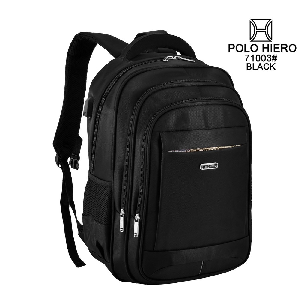 Tas Pria Polo Hiero 71003 Tas Laptop Ransel Sekolah Backpack Fashion (Free Rain Cover+USB Extension)