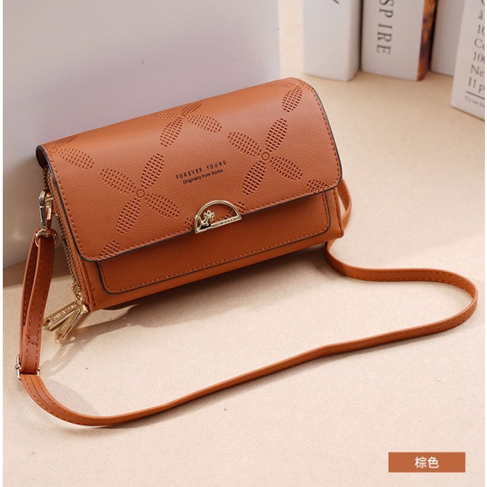 Tas Selempang Kedaibutik 347 Tas Selempang Wanita Terbaru Import FOREVER YOUNG 4 IN1 - Brown selempa