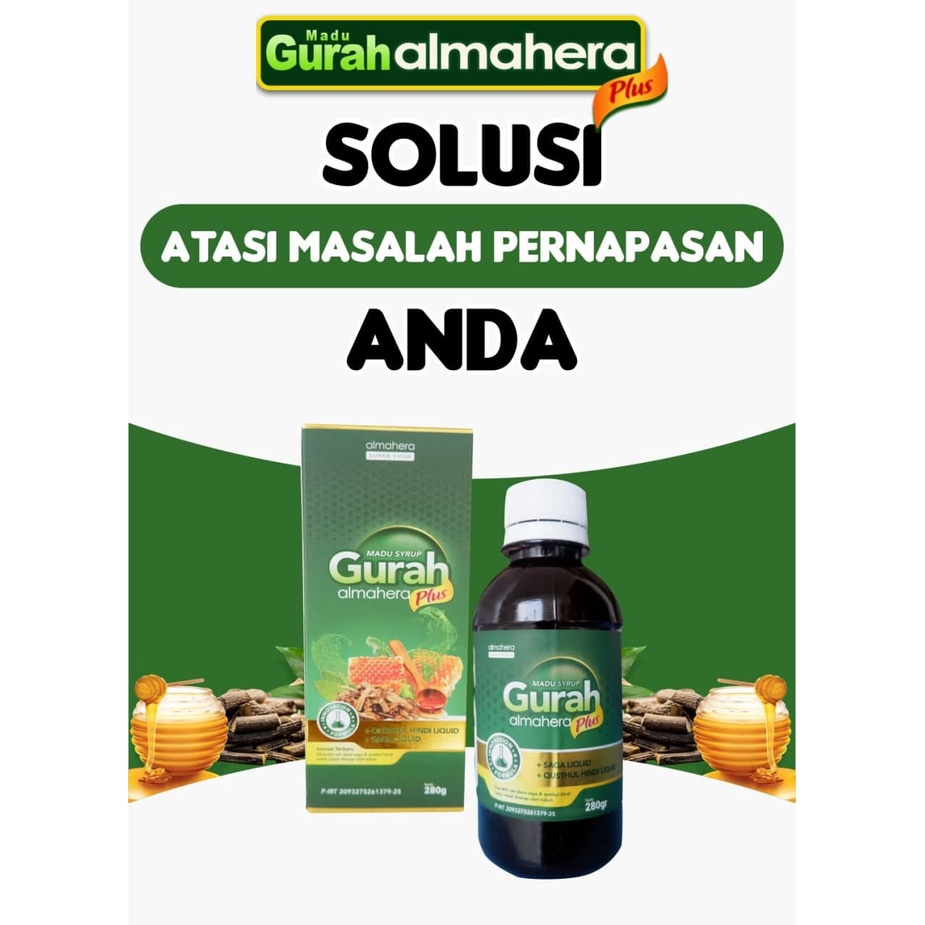 MADU GURAH ALMAHERA PLUS Original, Mengobati Sesak Nafas, Asma, TBC, Batuk Menahun, Sinusitis, Gangguan Pernafasan Paru-paru-1 BOTOL