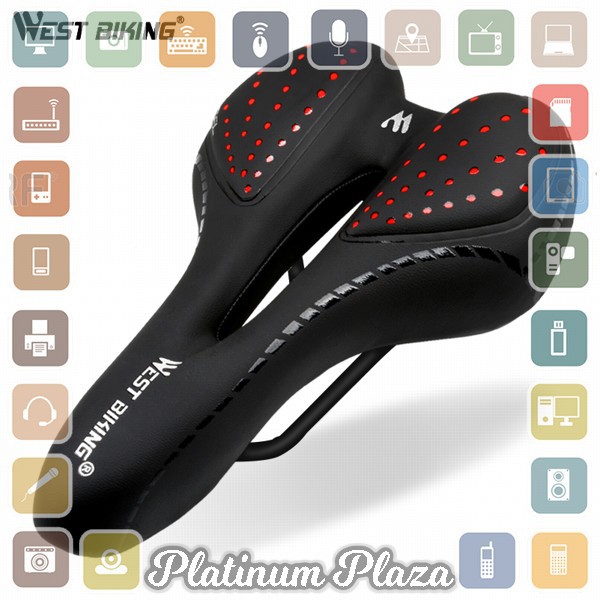 West Biking Jok Sadel Sepeda Bike Saddle Silicone Gel Cushion PU Leather - YP0801086 - Black`2E4099-