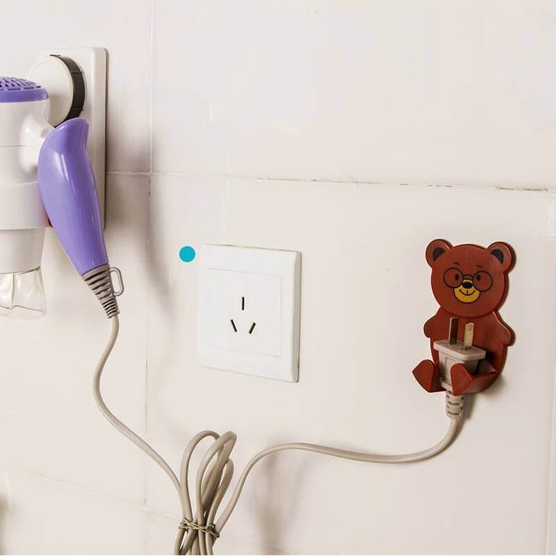 [Cute Cartoon Power Cord Plug Bracket] [Self-adhesive Non-perforated Data Cable Storage Hangers] [Grocery &amp; Key &amp; Bathroom Towel Storage Hooks]