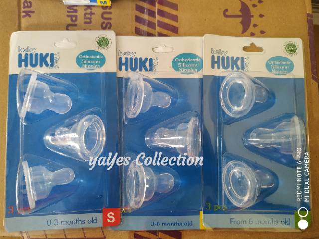 Dot gepeng huki paket 3 size S - M - L sillicone nipple baby bayi balita usia 0 sampai 6 bulan