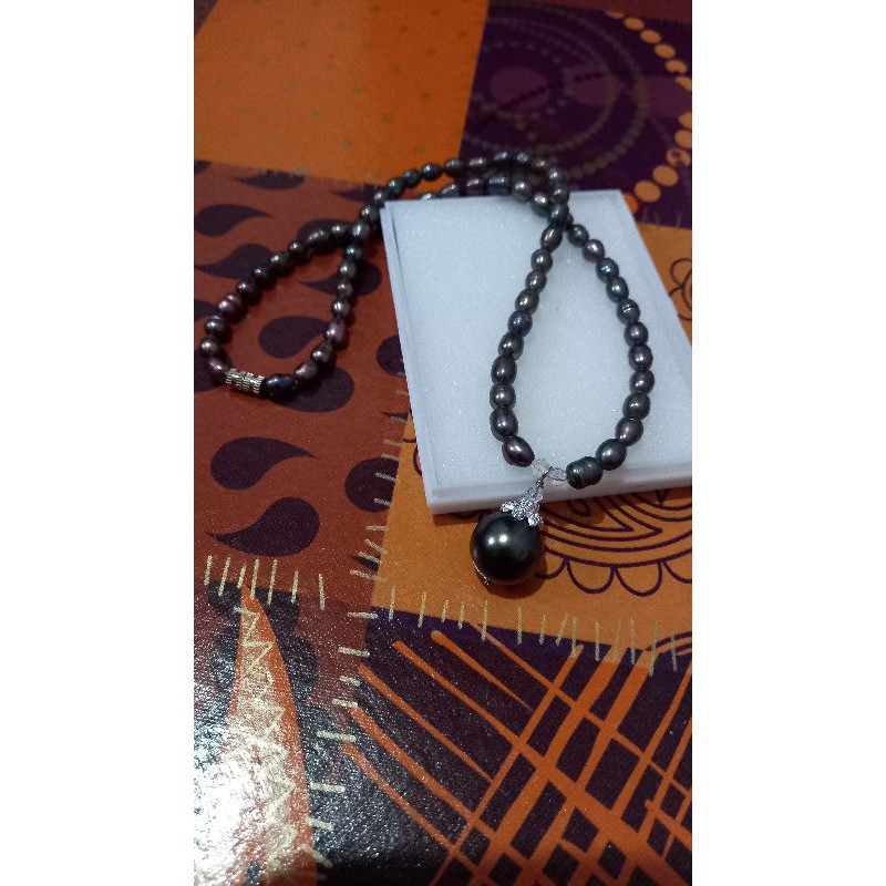 kalung mutiara air tawar liontin kulit kerang