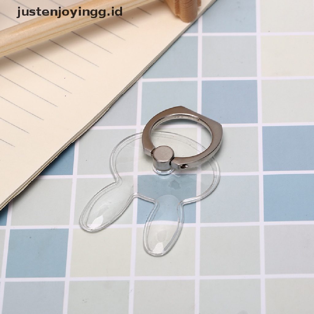 // justenjoyingg.id // 1pc cute transparent phone finger grip rotating ring stand holder accessories ~