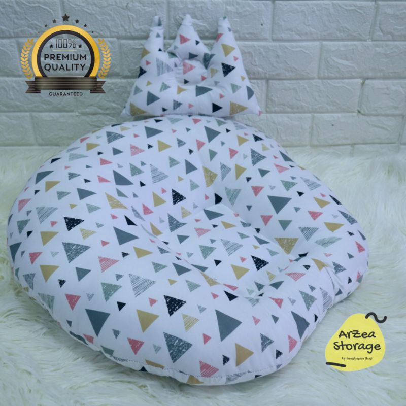 Cod 2 in 1 sofa bayi/ baby launger free bantal mahkota bayi motip triangel