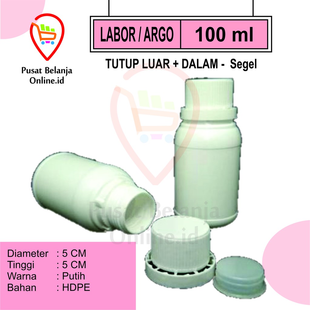 Botol LABOR 100 ml agro Pert 100ml Plastik HDPE pupuk Bulet solid cc PUTIH