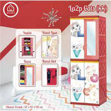 LEMARI PAKAIAN PLASTIK SERBAGUNA EXEL AKAKO 4 SUSUN EKSEL LEMARI MURAH PINTU KACA CERMIN MOTIP ANAK