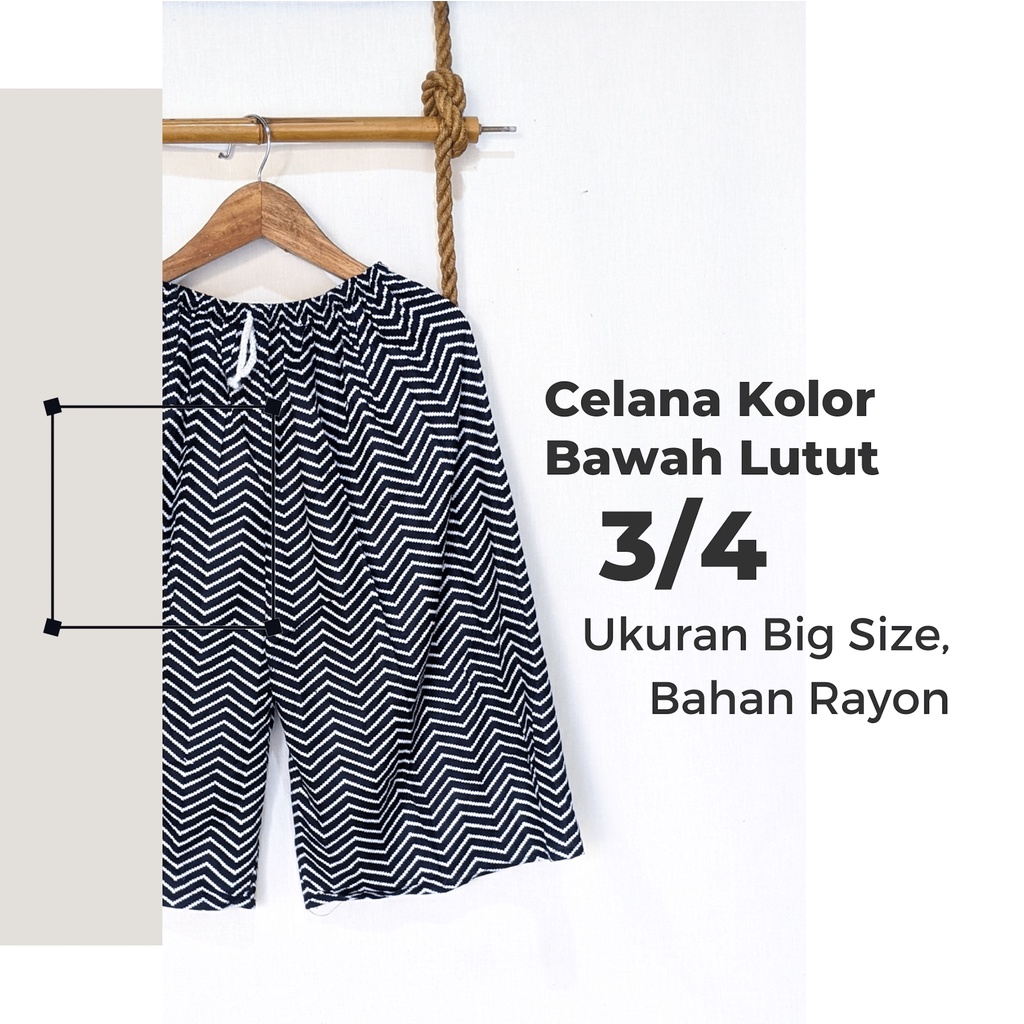 Celana Kolor Jumbo Pendek 3/4 Bawah Lutut Motif Tie Dye Batik dan Etnik Material Bahan Rayon Wanita Pria Santai Lucu Celana Tanggung