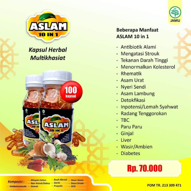 [BISA COD] KAPSUL HABBATUSAUDA ASLAM 10 IN 1 ORIGINAL BERGARANSI ( Habbatussauda | Minyak Zaitun | I