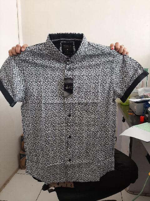 [gridline - S127] Kemeja Batik Slimfit Pria Katun Lengan Pendek Match Modern Keren Adem Nyaman