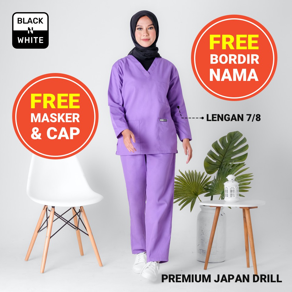 Atasan / Baju OKA / Baju Jaga / Baju Perawat / Baju OK / Baju Dokter Jaga / Baju SCRUB-Prem JP Drill 7/8