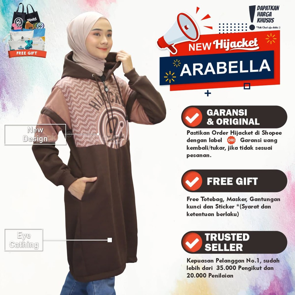 ✔️BARU✔️ Hijacket Arabella Original Jaket Parka Wanita Muslimah Free Goodie Bag & Keychain bisa COD-8