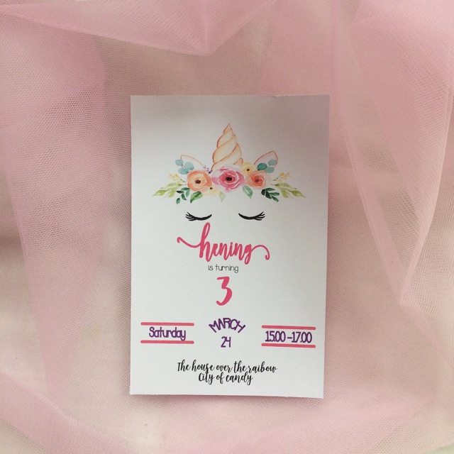 Undangan ulang tahun unicorn