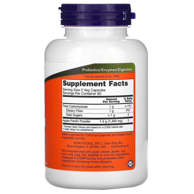 Now Foods Apple Pectin 700mg 120 Caps Support Pencernaan ORI USA Now