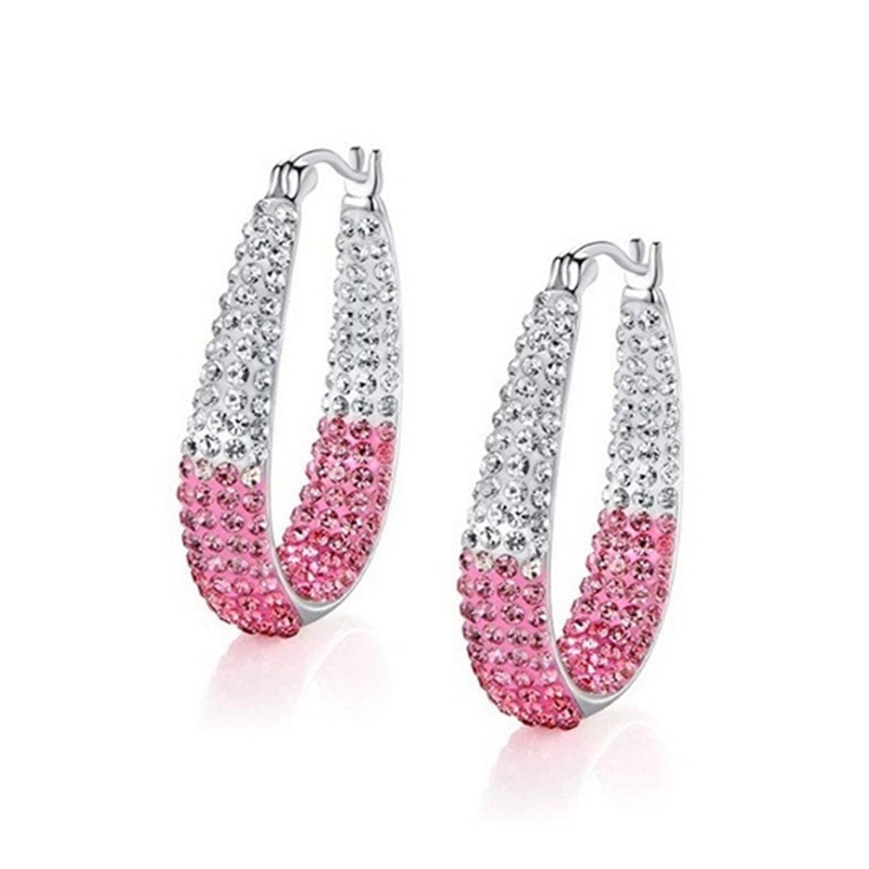 Anting Hoop 925 Sterling Silver Hias Cubic Zirconia Warna Hitam Untuk Wanita