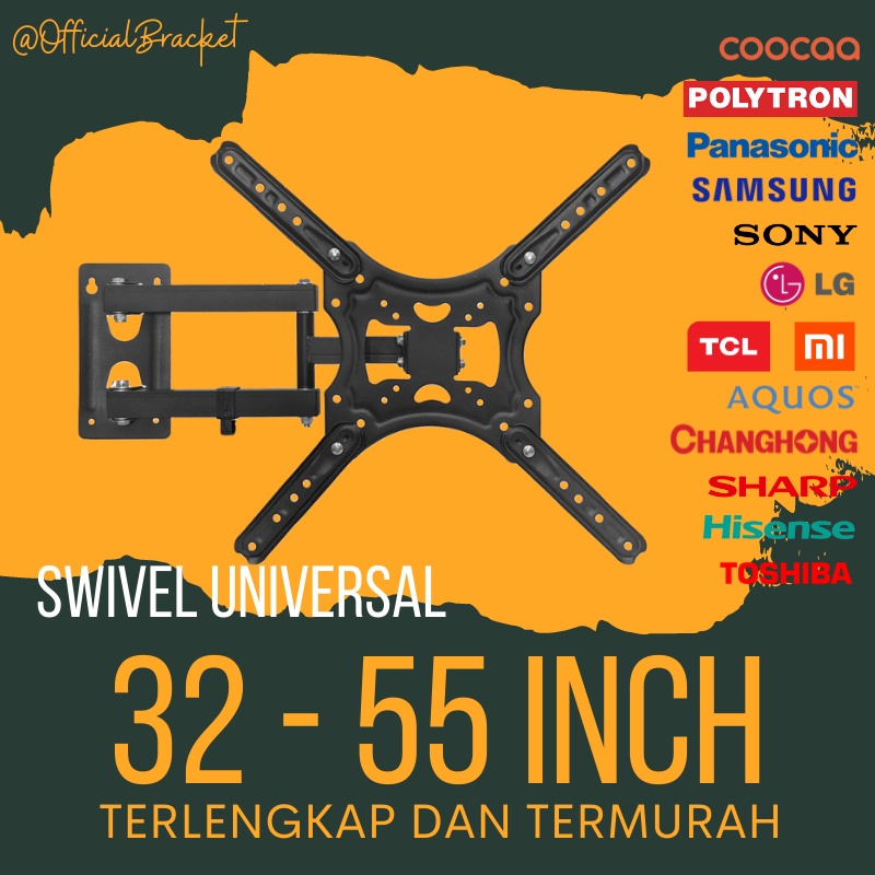 Bracket TV Swivel 43 32 42 48 50 55 inch Swivel 6 Arah Tebal ox