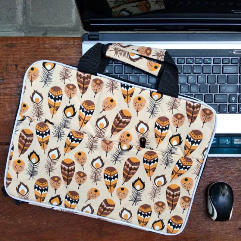 Tas Laptop Jinjing Wanita Kanvas Motif/Tas Wanita Jinjing 14 Inch Murah/Tas Laptop Asus Lenovo Acer