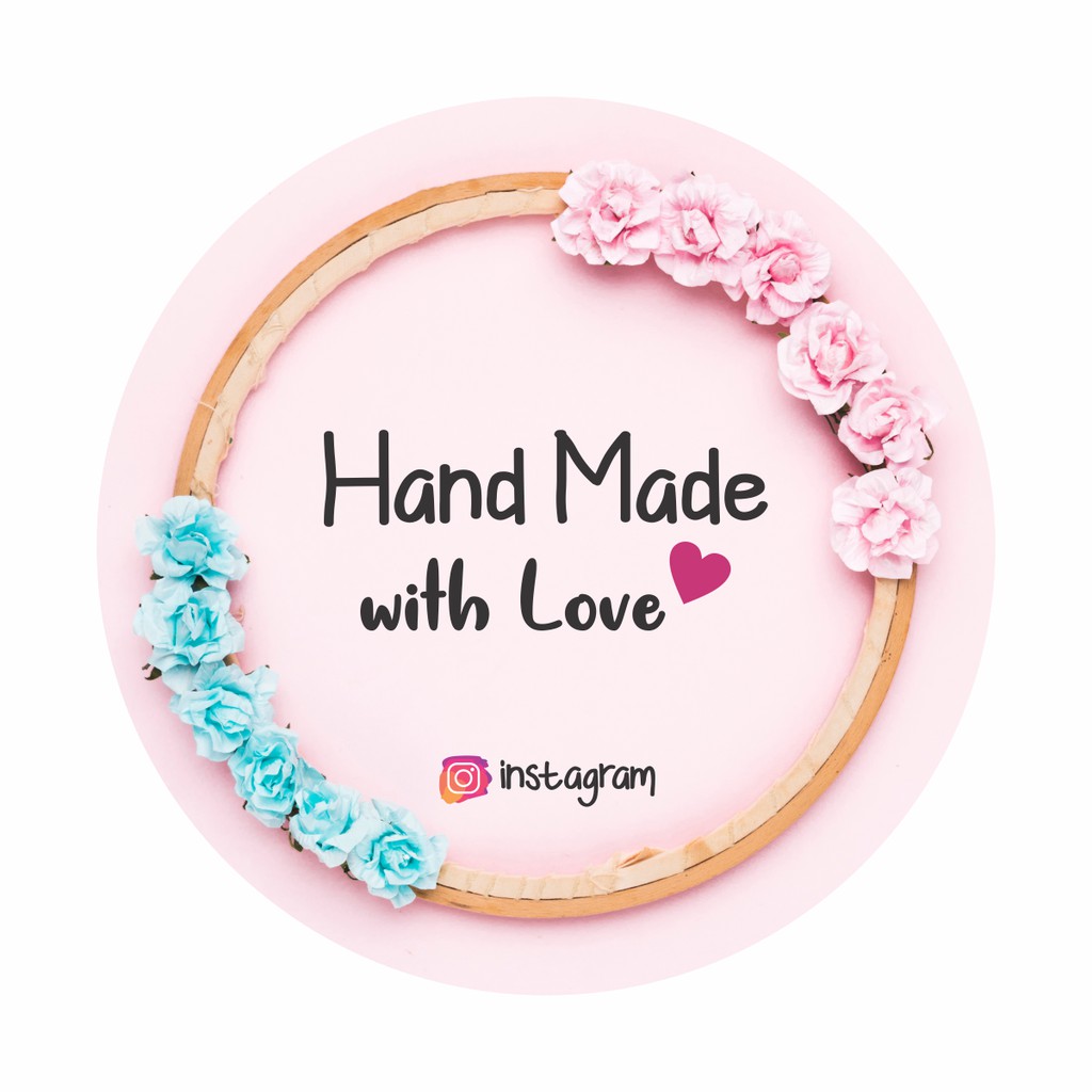 

Stiker handmade with love | stiker handmade bulat | stiker hand made packaging ukuran 3x3 cm