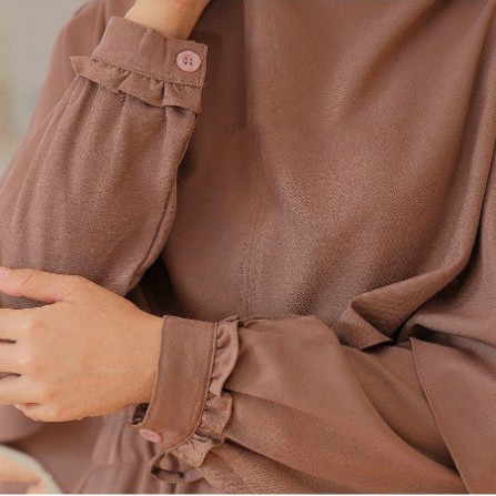 Fashion Muslim Laras Syari Gamis + Hijab | Bahan Manggocrepe Size S M L XL | Dress Muslim Terlaris-4