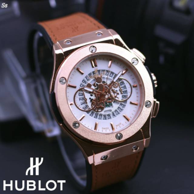 JAM TANGAN PRIA HUBLOT  BIG BANG BIGBANG KEREN MEWAH KULIT COWOK