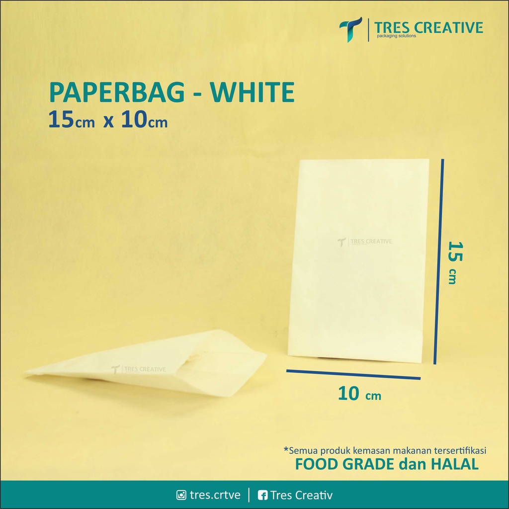 

Kantong Kertas Roti Flat Anti Lengket & minyak / Grease Proff Paper / Food Packaging Makanan (15 x 10) cm