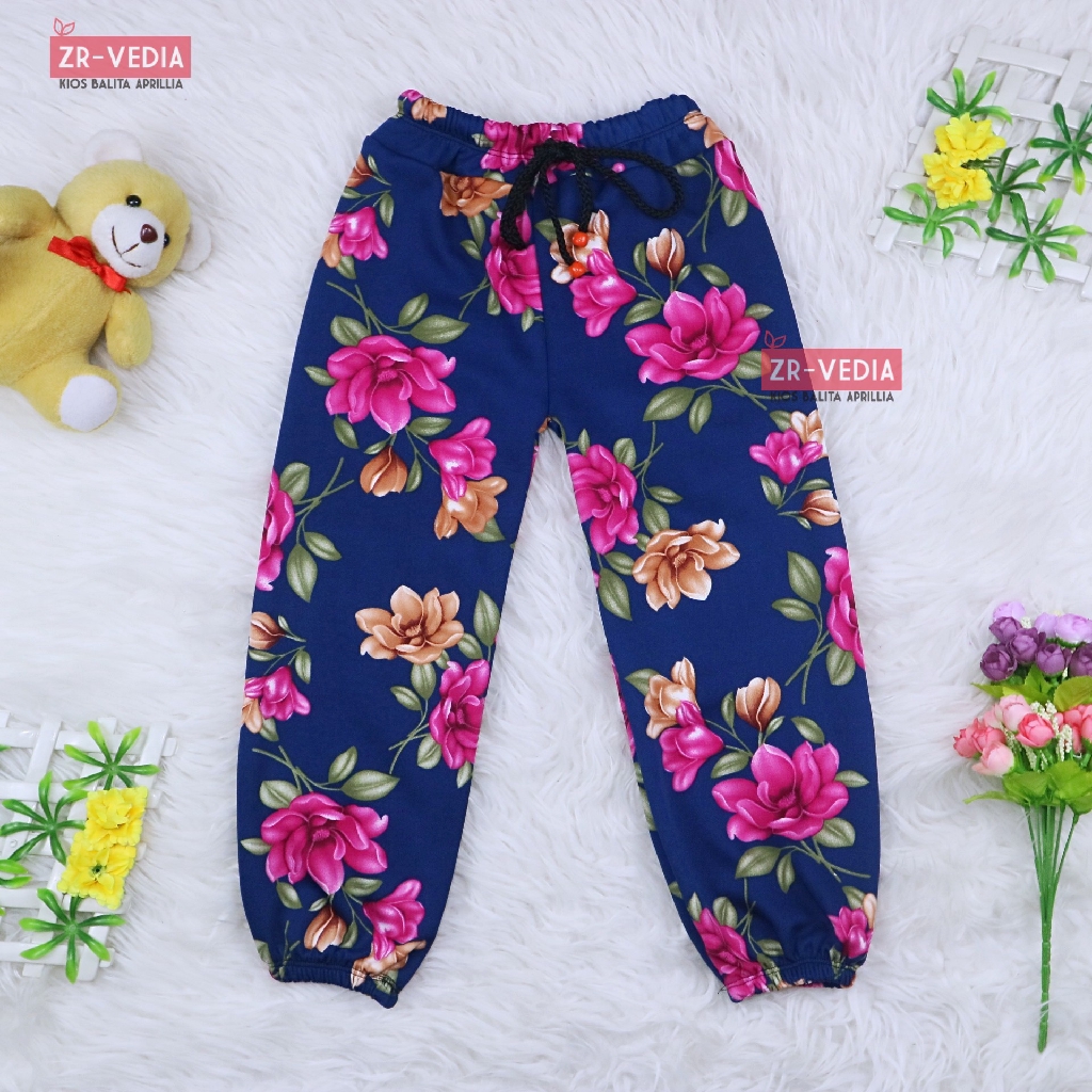 Jogger Bunga uk 8-10 Tahun / Scuba Premium Joger Pants Anak Perempuan Celana Panjang Import Cewek