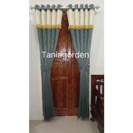 Gorden Embos Poni Lurus Hordeng Jendela Minimalis Abu Tua